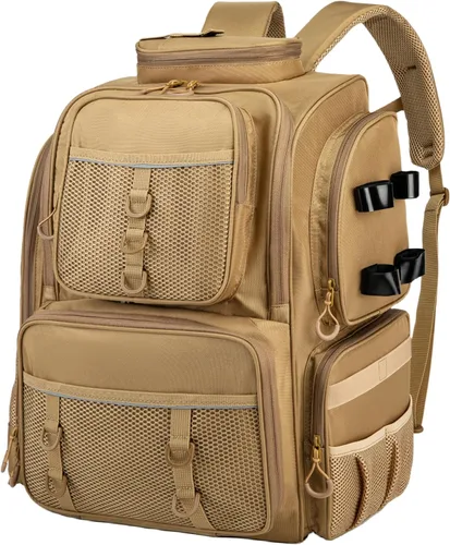 Vista 8 de WANOON Mochila de pesca, bolsa de aparejos, con cajas de aparejos. Bolsa de pesca grande, materiales fuertes