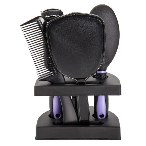 Vista 6 de Juego de 5 peines de pelo profesionales para salón de belleza, juego de brochas de peluquería para peluquería, espejo y soporte, kit de peine