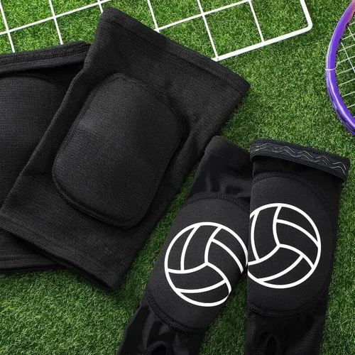 Vista 7 de Hungdao 1 juego de rodilleras de voleibol y manga para brazos, accesorios de voleibol, funda para antebrazo, codo, muñequera con almohadilla