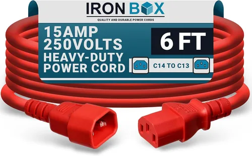 Vista 30 de IronBox Electric - Cable de Alimentación C14 a C13 de Servicio Pesado, 15A, 250V, Cable de Extensión para Computadora 14/3 AWG - Cables