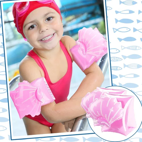 Vista 5 de Skylety 8 flotadores inflables de natación para niños, mangas flotantes, anillos flotantes para brazos de natación para niños y niñas