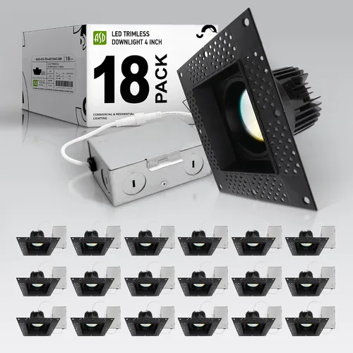 Vista 14 de ASD Lámpara de techo empotrable LED de cardán sin bordes de 2 pulgadas, luz descendente direccional ajustable con caja de conexiones, 5CCT