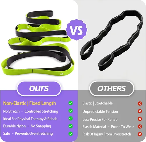 Vista 3 de ROSAPOAR Correa elástica con bucles, correas de yoga no elásticas para terapia física, bandas elásticas duraderas para ejercicio, entrenamiento