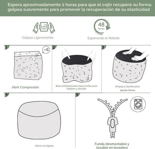Vista 7 de HIGOGOGO Puf Otomán Redondo Relleno, Pufs de Pana con Relleno de Trozos de Espuma, Puf Peludo y Esponjoso Reposapiés Otomán de Almacenamiento, 20 X