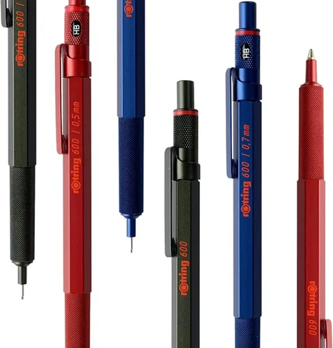 Vista 7 de Rotring 600 Bolígrafo de punta mediana, tinta negra, barril negro, recargable