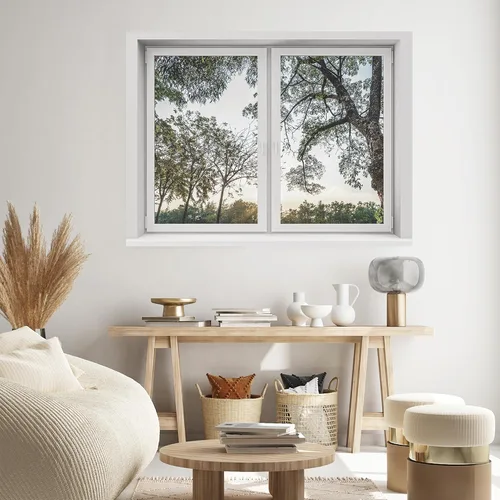 Vista 4 de SIGNWIN Adhesivo de pared removible/mural de pared para ventana, vegetación exuberante y árboles iluminados por el sol, fotografía, realismo