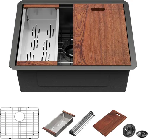 Vista 20 de Mocoloo Fregadero de barra bajo encimera de 13 pulgadas color negro plomizo – Fregadero de cocina pequeño de acero inoxidable T304 de 13 x 15