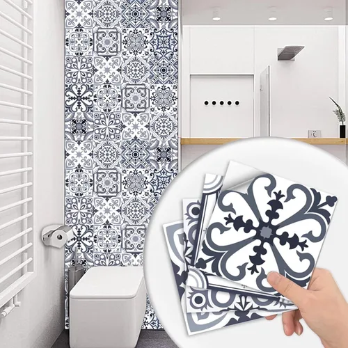 Vista 5 de 10 pegatinas decorativas autoadhesivas para azulejos, impermeables, para dormitorio, baño, escalera, decoración del hogar