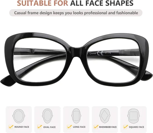 Vista 5 de Eyekepper Gafas de lectura elegantes para las mujeres de gran tamaño lectores - Negro +2.75