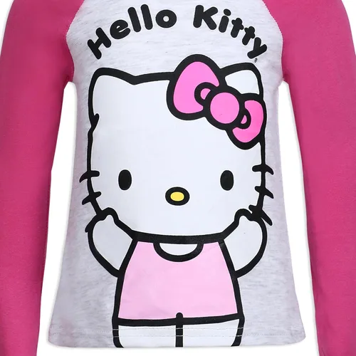 Vista 3 de Hello Kitty Conjunto de camiseta y pantalón deportivo de manga larga para niñas pequeñas, niñas pequeñas y grandes, color rosa