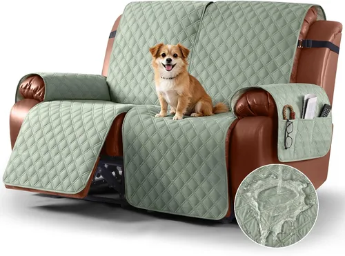 Vista 19 de Ruaozz Funda impermeable para sofá reclinable, lavable, funda antideslizante de 1 pieza, protector de muebles con correas elásticas, bolsillo