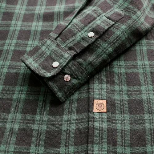 Vista 5 de Dubinik Camisa de franela para hombre, estilo vaquero occidental, con botones y perlas, para hombre, manga larga, vintage, a cuadros