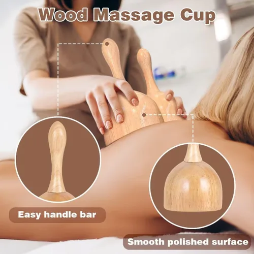 Vista 4 de JUANWAN Herramientas de masaje de terapia de madera 12 en 1, masajeador de drenaje linfático, masaje de madera, herramientas de escultura corporal