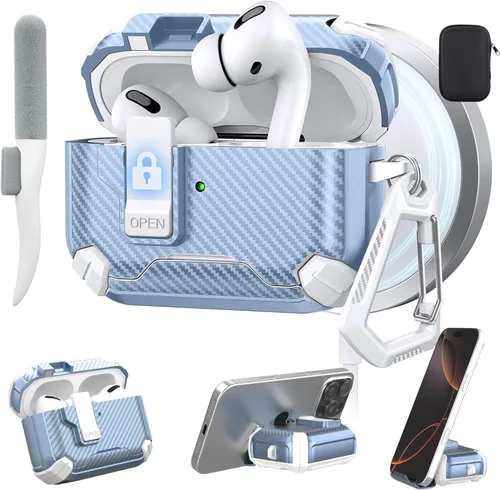 Vista 51 de Maxjoy Funda protectora para AirPods 4 2024, funda protectora para AirPods de 4ª generación con bloqueo automático, compatible con MagSafe, Verde