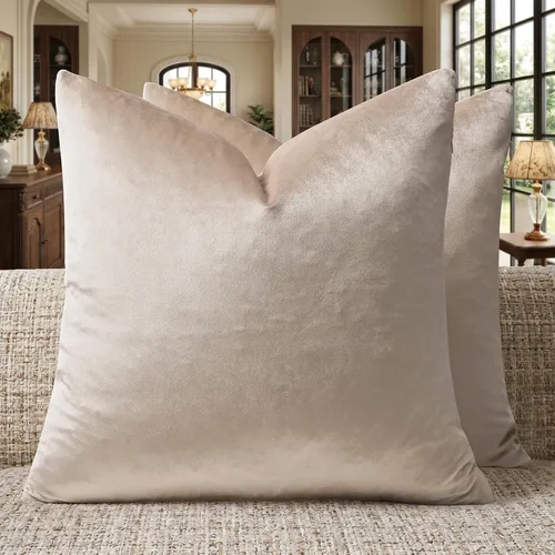 Vista 20 de GIGIZAZA Juego de 2 fundas de almohada doradas de terciopelo de 20 x 20 pulgadas para sofá Almohadas para sofá, tela texturizada suave de 9.88
