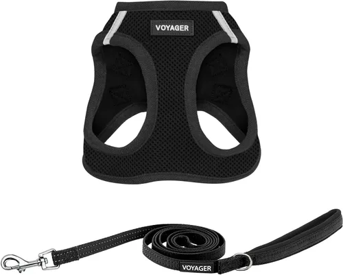Vista 10 de Arnés de malla Voyager Step-in Air para todo clima y correa reflectante para perro de 5 pies, combo con mango de neopreno, para cachorros de razas