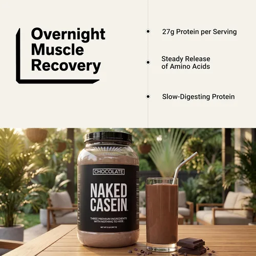 Vista 6 de NAKED Casein - 2 libras de proteína de caseína micelar de chocolate - a granel, sin OMG, sin gluten, sin soya, sin conservantes - estimula