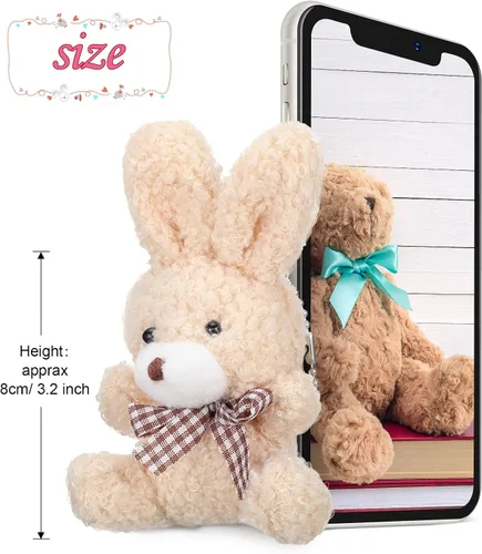 Vista 2 de Zomiboo - 12 piezas de mini conejito de peluche de 3.2 pulgadas, lindo animal de peluche a granel, pequeños conejitos suaves, juguetes de regalo