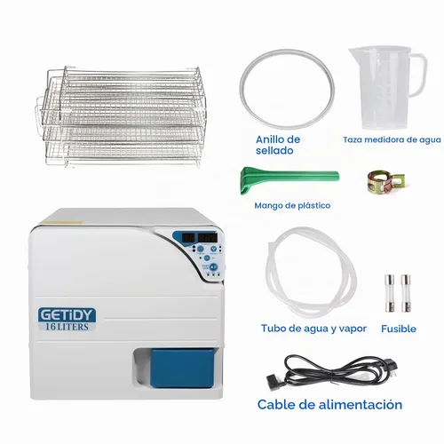 Vista 6 de EustomA Esterilizador automático de vapor autoclave 16L/18/23L Función de secado de alta presión Temperatura vapor Pantalla digital Cerradura