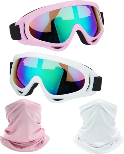 Vista 14 de LJDJ Motorcycle Goggles 2 Pack Dirt Bike with Neck Breathable Bandana Mask