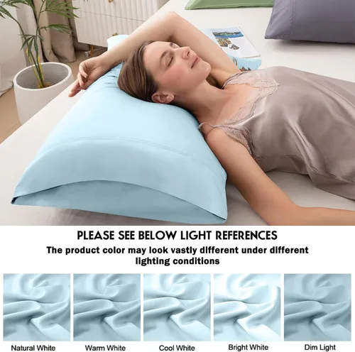 Vista 5 de Fundas de Almohada Tamaño Estándar Paquete de 2, Fundas de Almohada de Viscosa Refrescante con Cierre de Sobre, Fundas de Almohada Frescas