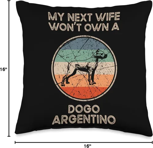 Vista 4 de Funny Dogo Argentinos Gift for Men & Women Next Wife Won't Own Dog-Husband Father Dogo Argentinos Dad - Almohada de 16 x 16 pulgadas, multicolor