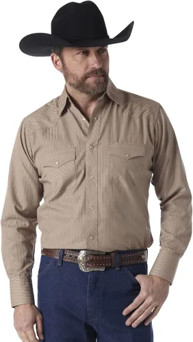 Vista 5 de Wrangler Camisa Deportiva para Hombre de Manga Larga con Botones a Presión Western de Dos Bolsillos Negro