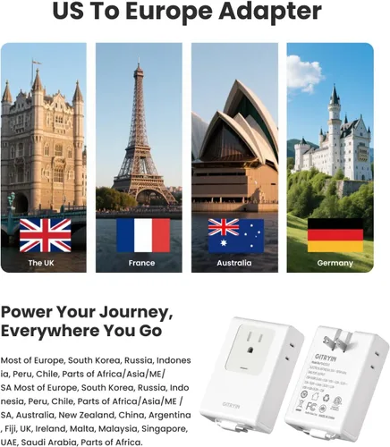Vista 3 de Gitryin Adaptador de viaje europeo de 40 W con cable retráctil de 31.5