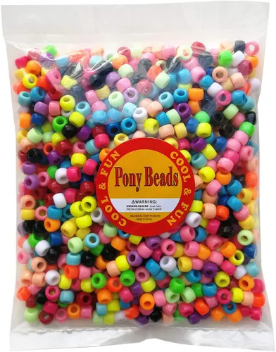 Vista 6 de Cuentas de poni mixtas de colores para hacer pulseras de amistad, tamaño 0.236x0.354 in, 1000pcs