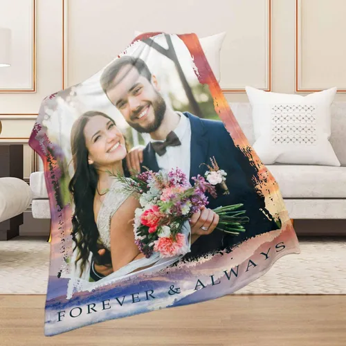 Vista 5 de D-Story Manta con fotos personalizada fabricada en Estados Unidos, regalo de foto conmemorativa personalizada para parejas, acogedora y cálida