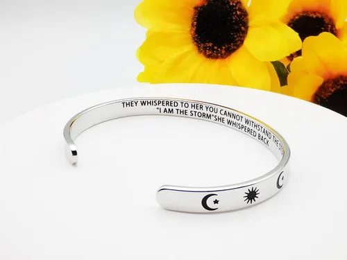 Vista 301 de Pulseras inspiradoras para mujer, joyería de acero inoxidable, con refranes, pulsera motivacional con mensaje oculto, pulseras grabadas para mejor