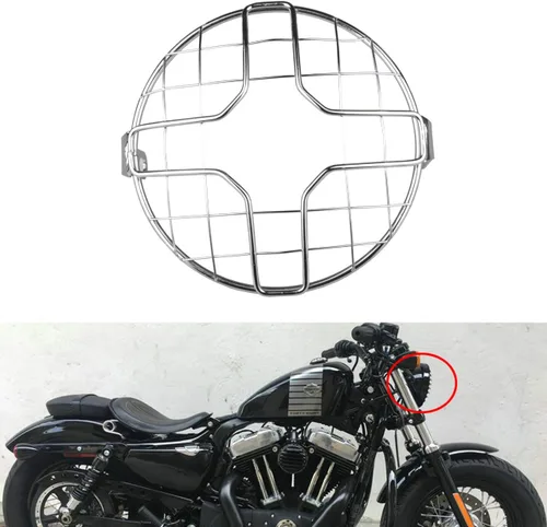 Vista 8 de TUINCYN Rejilla para faros delanteros de motocicleta de 6 1/2 pulgadas, retro, montaje lateral, cubierta de la lámpara de la cabeza, máscara