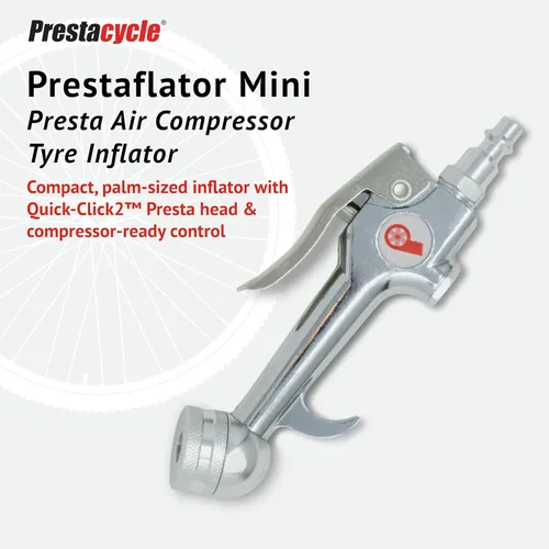 Vista 2 de Prestacycle Prestaflator Mini Pro, cabezal de inflado de neumáticos de bicicleta, válvula de bomba de aire de bicicleta, herramienta Presta