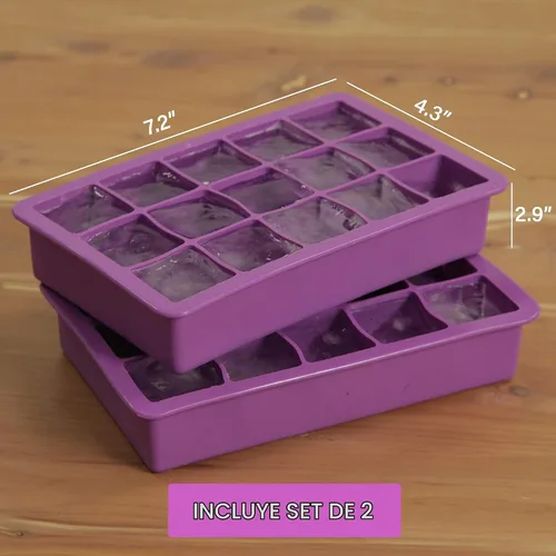 Vista 2 de Elbee Home Bandejas de silicona para cubitos de hielo, paquete de 2, 15