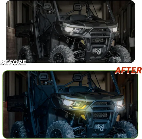 Vista 3 de SAUTVS Luces LED intermitentes DRL con luz blanca amarilla para Can Am Defender & Defender Max 2020+ / Commander & Commander Max 2021+ accesorios