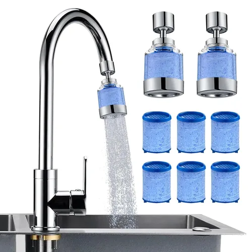 Vista 9 de Paquete de 3 filtros de agua para grifo de fregadero, grifo de cocina purificador de agua giratorio 360°, filtro de grifo de baño que elimina cloro