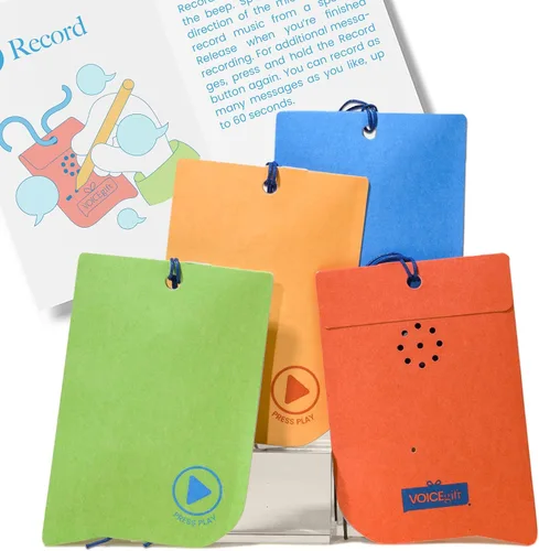 Vista 11 de VoiceGift Etiqueta: 1 paquete de etiqueta de felicitación de audio con grabadora de voz, tarjeta de regalo grabable con múltiples mensajes