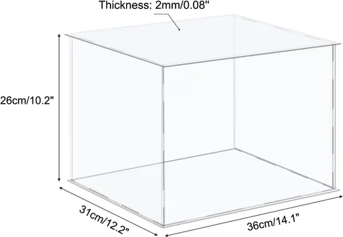 Vista 2 de MECCANIXITY Vitrina de acrílico Caja de plástico Caja de almacenamiento de cubo transparente Ensamble escaparate de 14.1 x 12.2 x 10.2 pulgadas