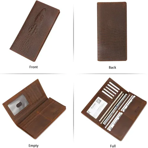 Vista 7 de Kattee cartera plegadiza clásica de cuero para hombre
