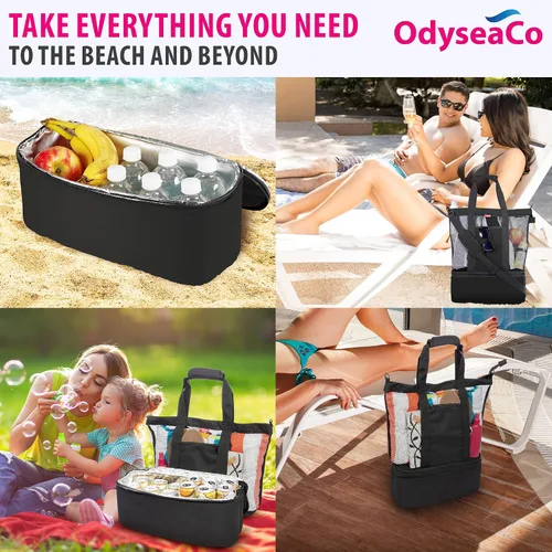 Vista 2 de Beach Bag with Cooler Compartment - Cooler Beach Bag - Beach Cooler Insulated - Ultra Durable Beach & Pool Bags for Women Waterproof Sandproof