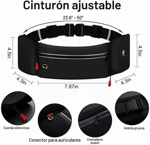 Vista 7 de Simptech Riñonera para correr con soporte plegable para botella de agua, paquete de cintura de hidratación sin rebote, riñonera de bolsillo grande