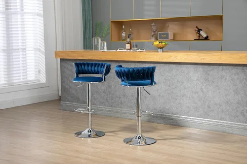 Vista 16 de Kakotito Taburetes de bar con respaldo y reposapiés, taburetes de bar ajustables con patas plateadas, taburete de bar retro y taburete de bar
