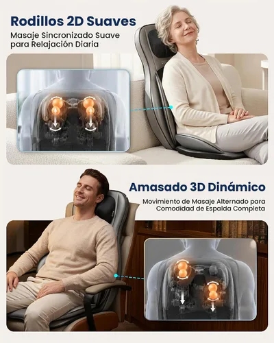 Vista 2 de COMFIER Silla masajeadora con calor, masajeador de espalda Shiatsu portátil con compresión y rodamiento, almohadilla para silla de masaje