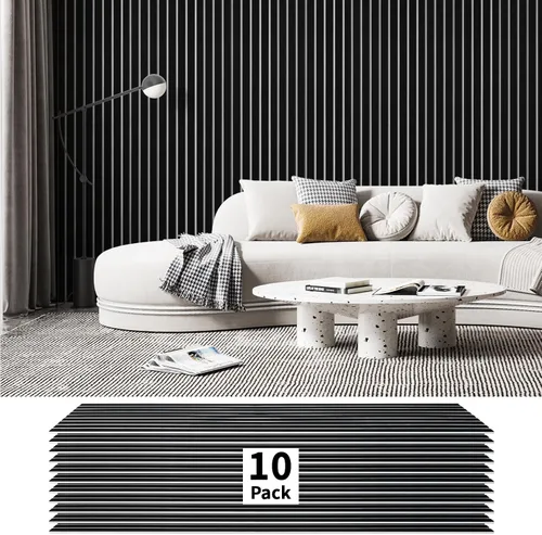 Vista 11 de Paquete de 10 Paneles Acústicos, 48" X 12" X 0.43" Paneles de Pared Insonorizados, Autoadhesivos de Alta Densidad que Absorben el Sonido, Gris