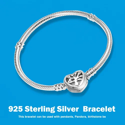 Vista 5 de idudu Snake Charm BraceletChrysanthemum buckle S925 sterling silver Jewelry Snake Chain Bracelet Fit Any Charm Gift for Women Girls