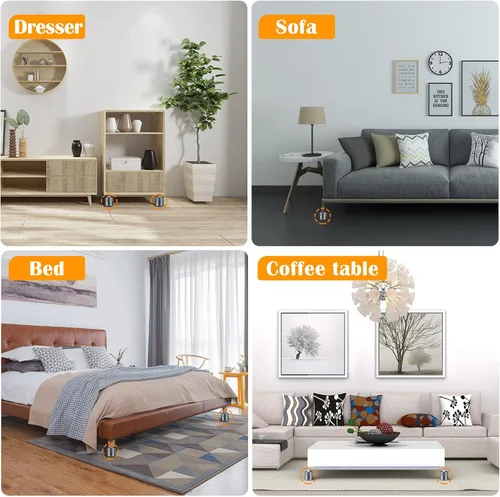 Vista 6 de Elevadores de cama resistentes, elevadores de muebles de metal, elevador de muebles autoadhesivo con rosca, ajuste de altura de 0.9 a 1.7 pulgadas