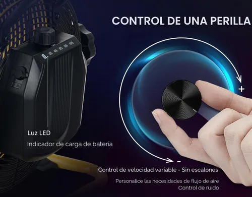 Vista 9 de Geek Aire Ventilador de suelo recargable de alta velocidad para acampar al aire libre, ventilador portátil de 16 pulgadas con hoja de metal