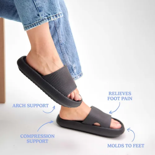 Vista 2 de Pillow Slides Pantuflas para mujer y hombre Sandalias antideslizantes para piscina Suelas gruesas Sandalias ergonómicamente diseñadas Uso