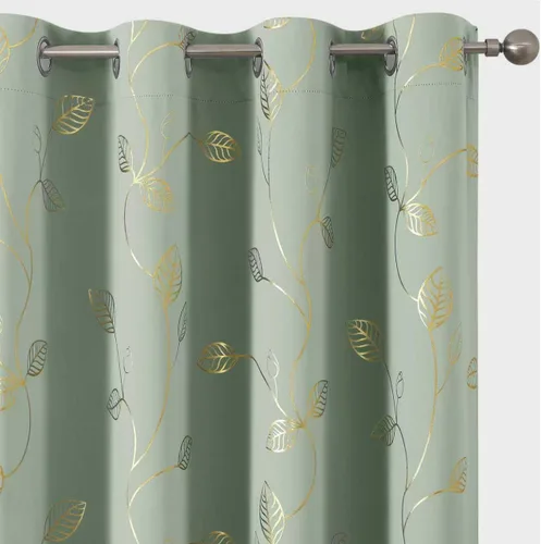 Vista 86 de BUHUA Cortinas pequeñas para ventana de 36 pulgadas de largo, 2 paneles, cortinas opacas con elegantes ramas de árbol plateadas, cortinas de bloqueo