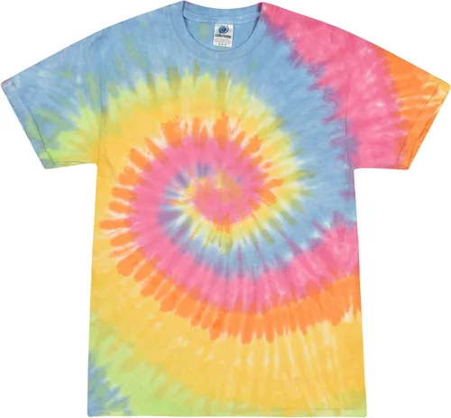 Vista 25 de Colortone Camisetas de teñido anudado de araña para hombres y mujeres, camisetas unisex de manga corta con teñido anudado para adultos Blaze